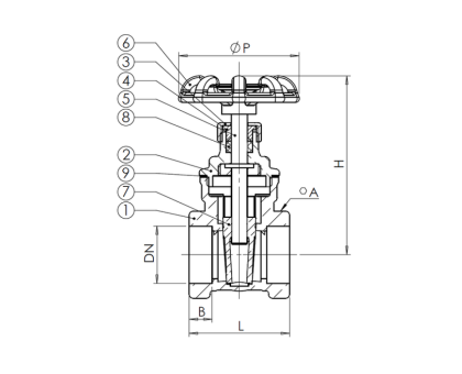 Задвижка клиновая латунь V1141 Ду 32 Ру16 ВР маховик Tecofi V1141-0032