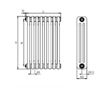 Стальной трубчатый радиатор RIFAR TUBOG TUB 3057-20-TI (Титан)