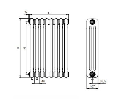 Стальной трубчатый радиатор RIFAR TUBOG TUB 3180-06-DV1-AN (Антрацит)