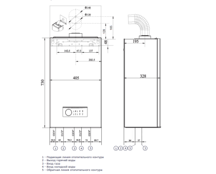 Котел двухконтурный METEOR B30 32C с закрытой камерой 32 кВт