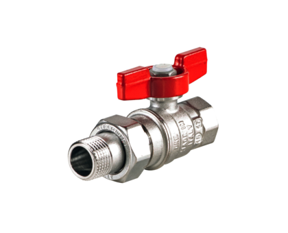 Кран шаровой латунь хромирован R859 Ду 32 G1 1/4" Ру28 ВР/"американка" полнопроходной бабочка красный Giacomini R859X029