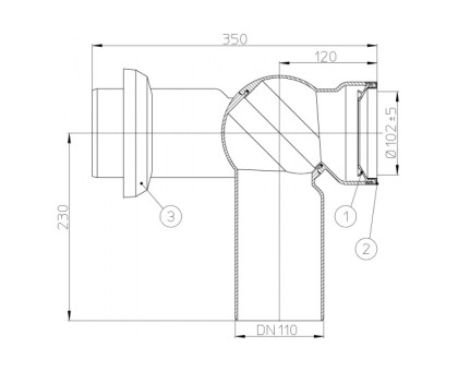 Отводящий патрубок Hutterer & Lechner для унитазов с декор. розеткой HL7.WE, с бесступенчатой плавной настройкой 0 до 90 градусов, DN 110