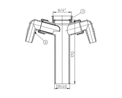 Патрубок-удлинитель Hutterer & Lechner с двумя штуцерами 6/4", DN 40
