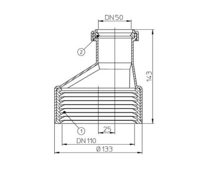 Переход Hutterer & Lechner с ПП DN 50 на чугун DN100 (Россия)