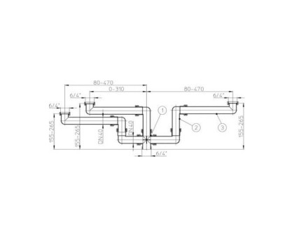 Сточное соединение-распределитель Hutterer & Lechner для тройного слива, DN 6/4"х6/4"