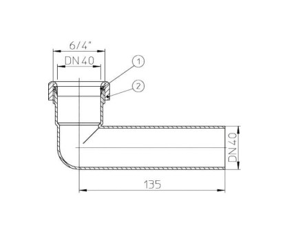 Угловой патрубок-удлинитель Hutterer & Lechner с конусной гайкой 6/4", DN 40