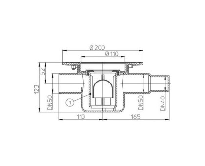 Корпус Hutterer & Lechner для трапа HL 300, с обратным клапаном, DN 50/40