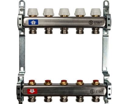 Коллектор из нержавеющей стали Stout без расходомеров 5 вых. (SMS-0922-000005)