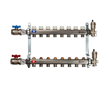 Коллектор из нержавеющей стали Stout в сборе без расходомеров 8 вых. (SMS-0912-000008)