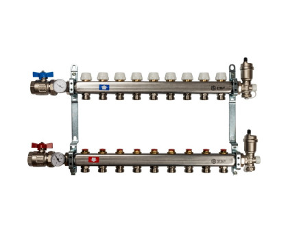 Коллектор из нержавеющей стали Stout в сборе без расходомеров 9 вых. (SMS-0912-000009)